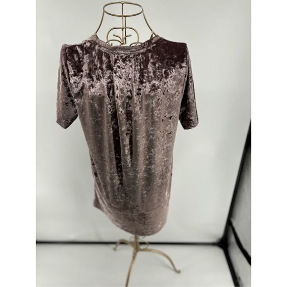 POL short sleeve v neck crushed velvet mauve t shirt size medium - Picture 9 of 11